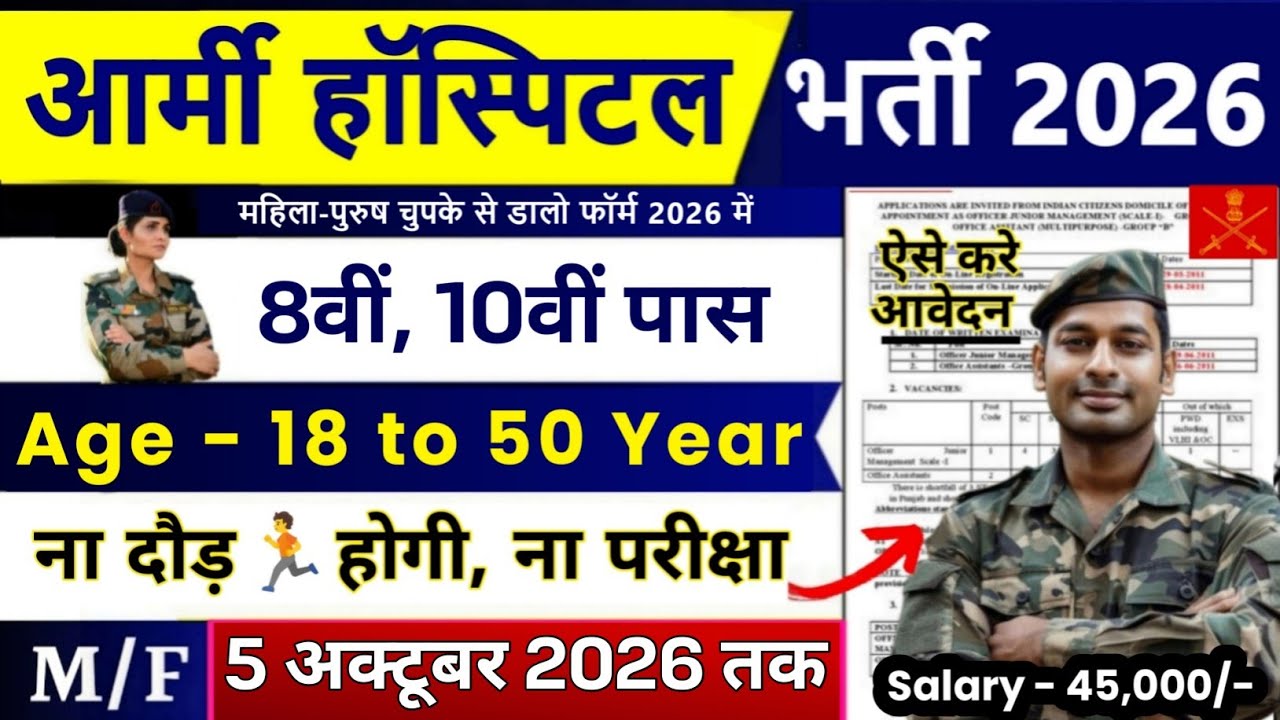 Army Hospital Recruitment 2026 | Army Hospital Vacancy 2026 | 8th Pass Army Hospital New Bharti 2026