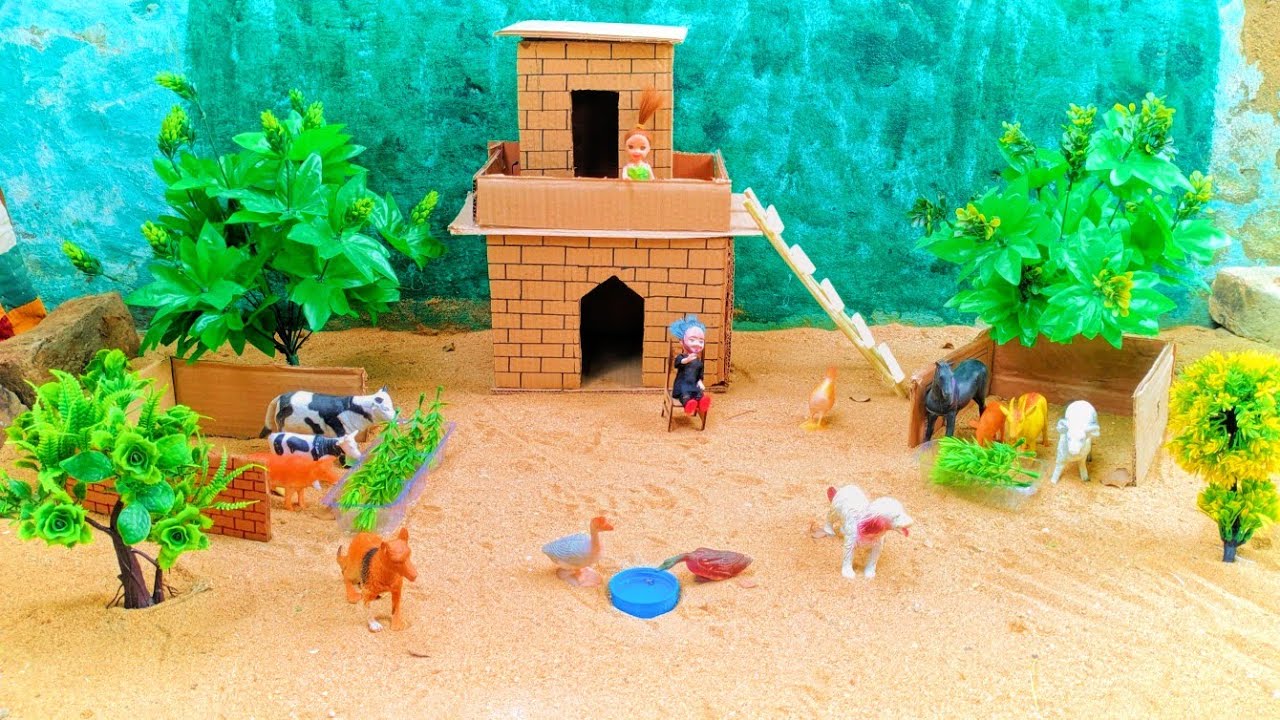 Diy How to Make Mini beautiful Cow Shed | Cow Cart | Mini Village House| dream ideas -
