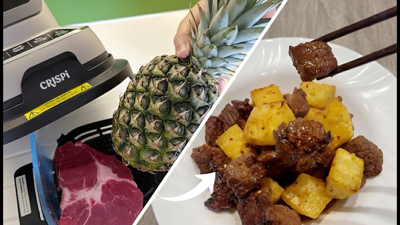 I Put a Whole Pineapple in My Air Fryer with Beef! | Quick Healthy Recipe