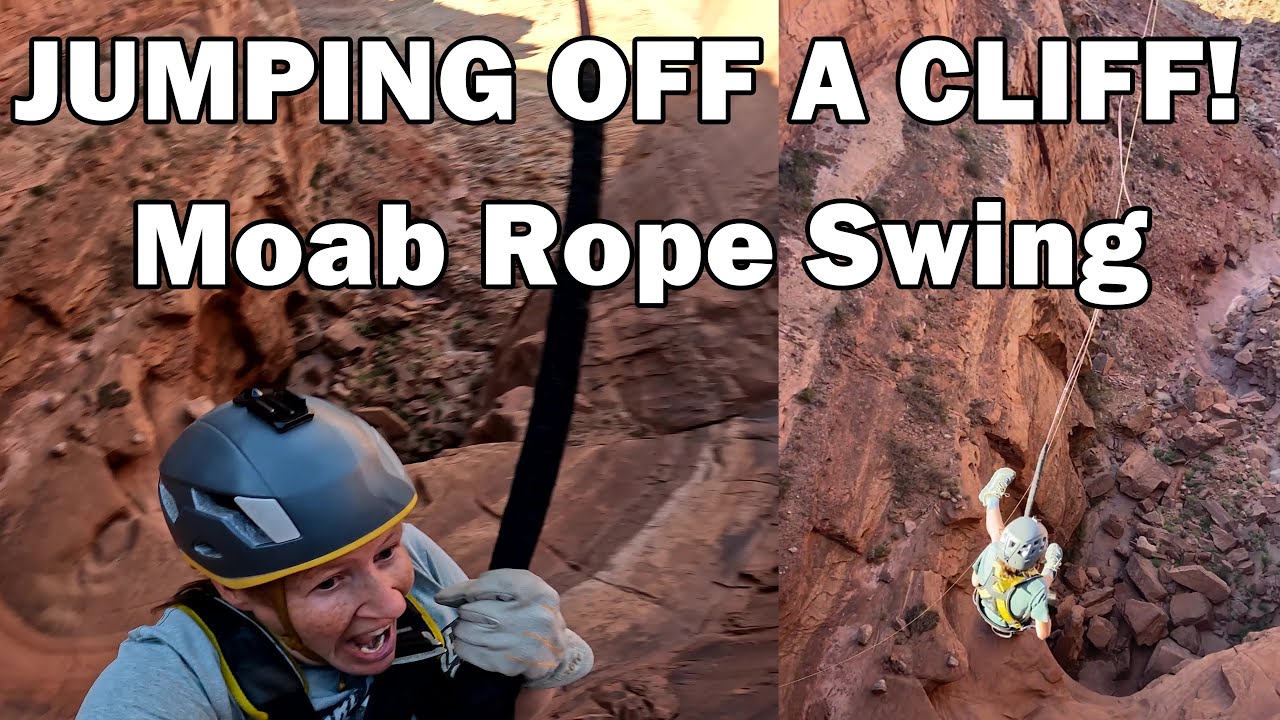 Rope Swing Moab - from jump to getting back up the cliff
