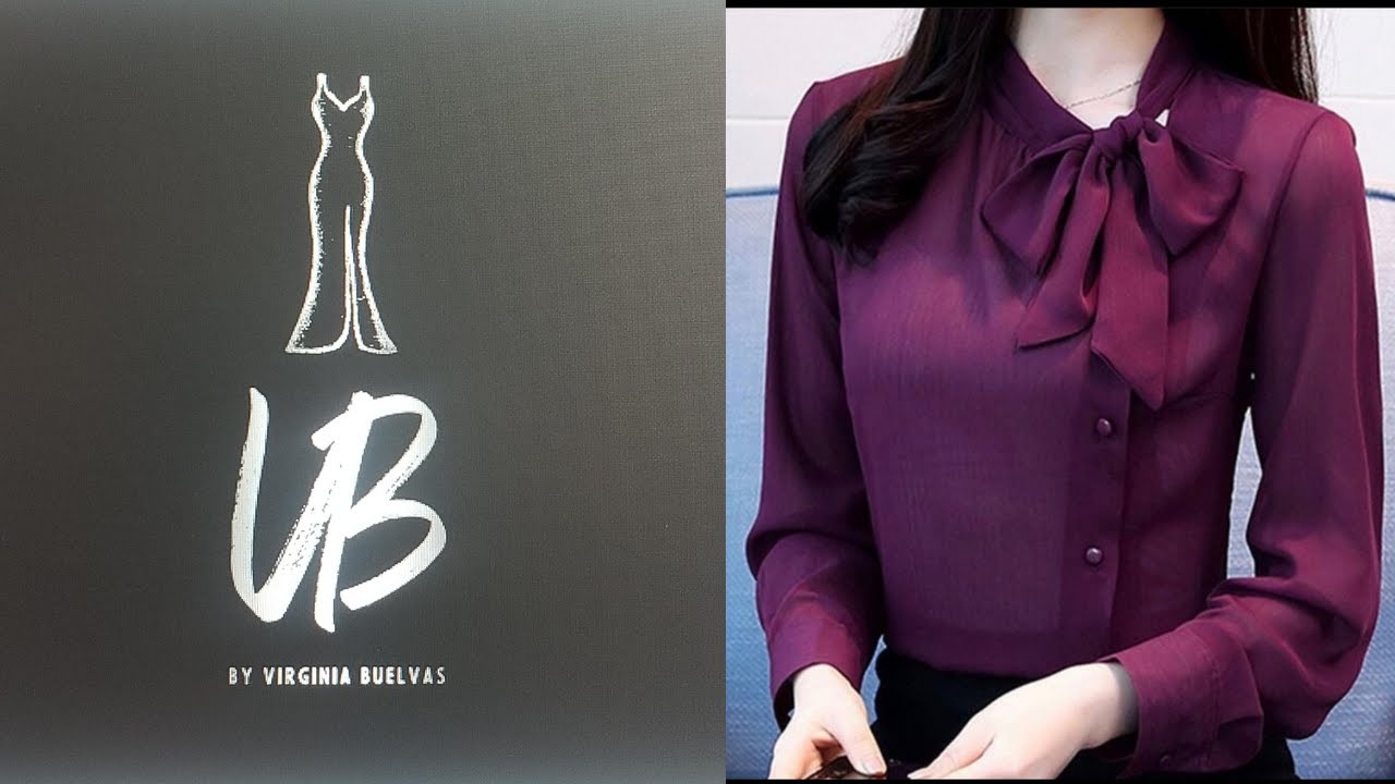 Как сшить красивую блузку с завязкой на горловине и длинными рукавами с манжетами/Как сшить краси...