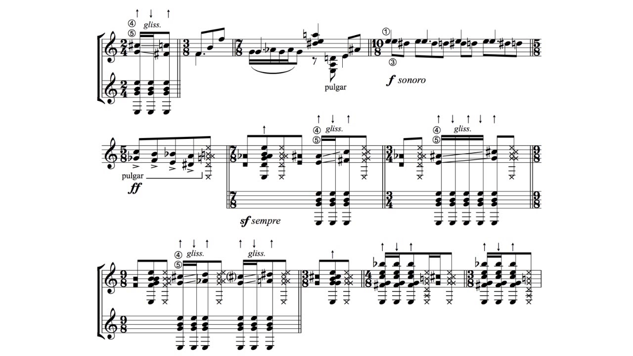 Hebert Vázquez: Metamorfosis for Guitar (Score video)