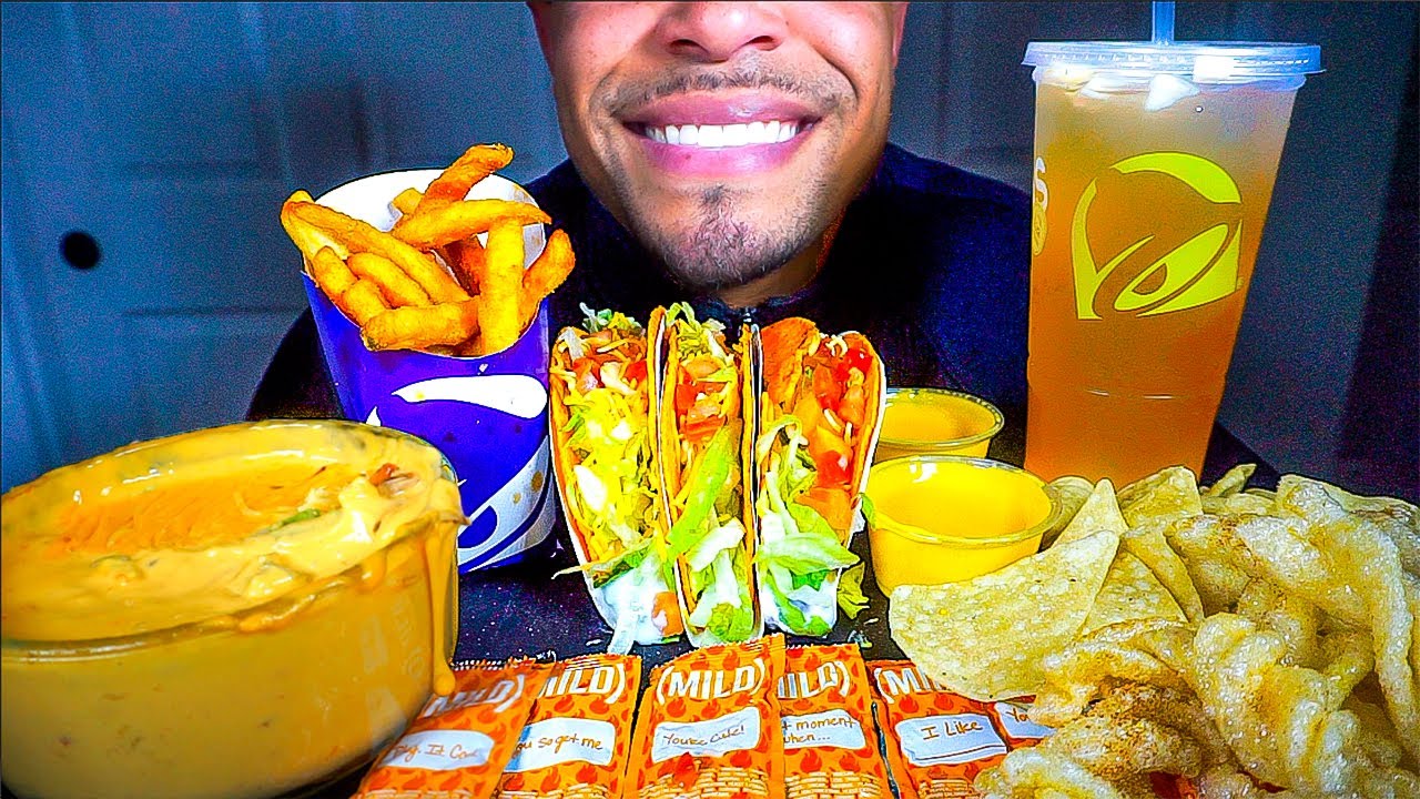 ASMR TACO BELL NACHO CHEESY FRIES CINNAMON TWIST MUKBANG FAST FOOD *SAVAGE EATING* NO TALKING JERRY