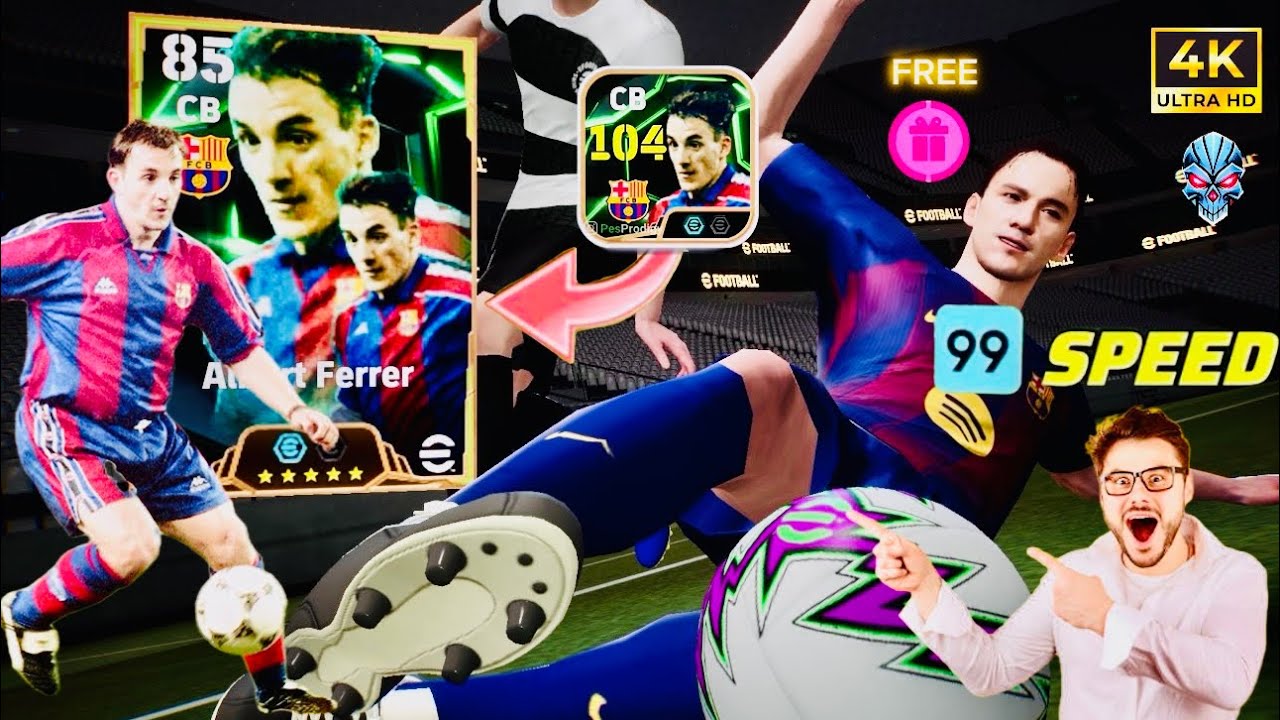 Albert Ferrer 104 CB is UNSTOPPABLE 😱 | 99 Speed FREE Defender | 4K Gaming | #efootball #pes #viral 