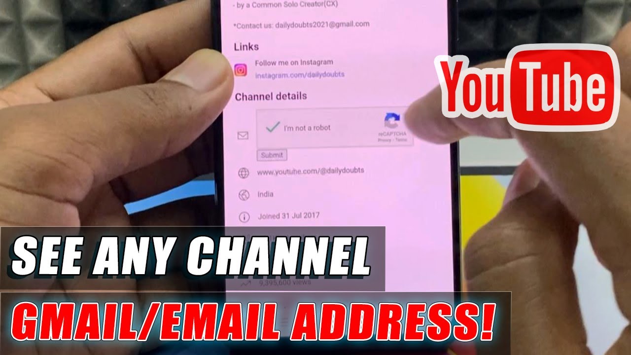 how to see any youtube channel gmail/email id?