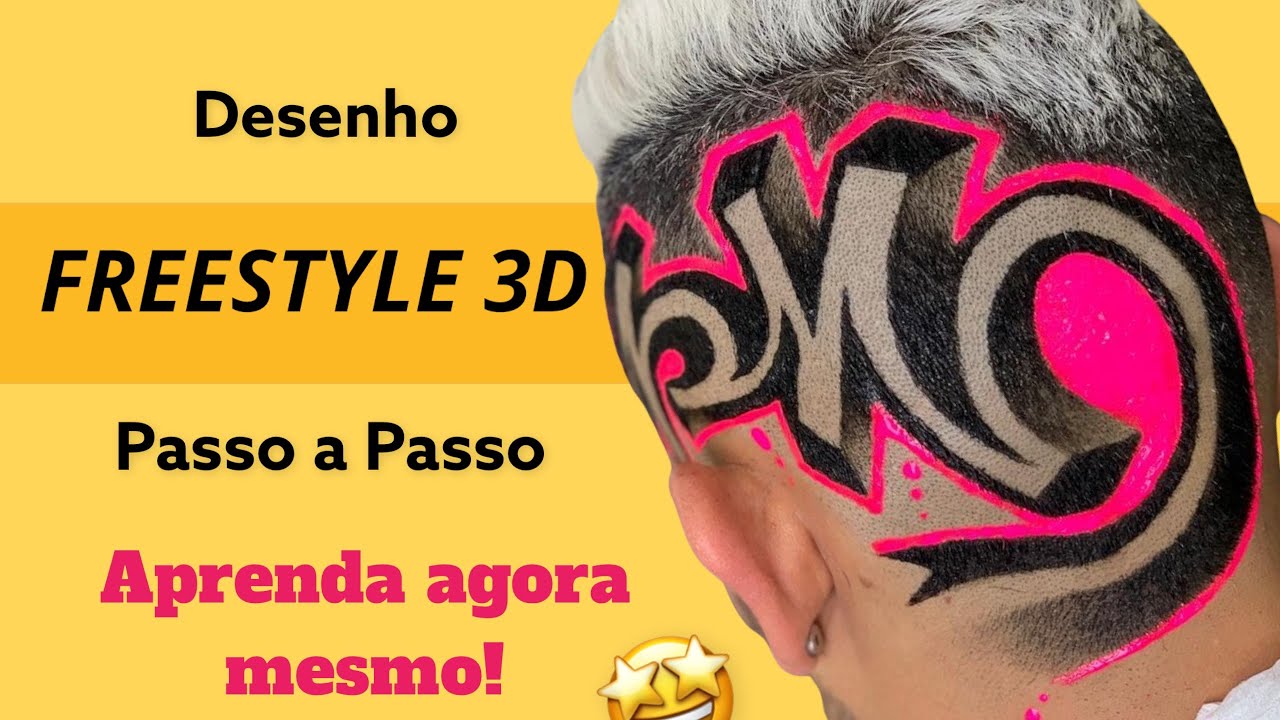 FREESTYLE 3D, Mais incrível do Mundo Passo a passo DESENHO no cabelo MASCULINO 🙀😦