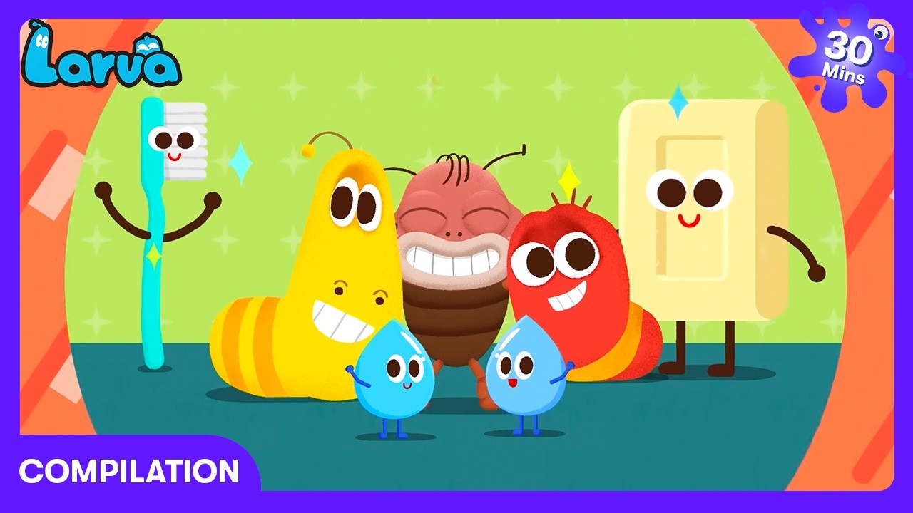 Larva - Brush and Wash Song for Kids | Kids Cartoons | WildBrain Preschool