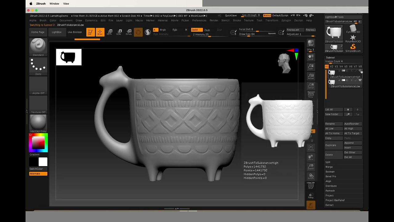 Exporting From Zbrush to Substance - 3D Soft Modeling Fall 2024