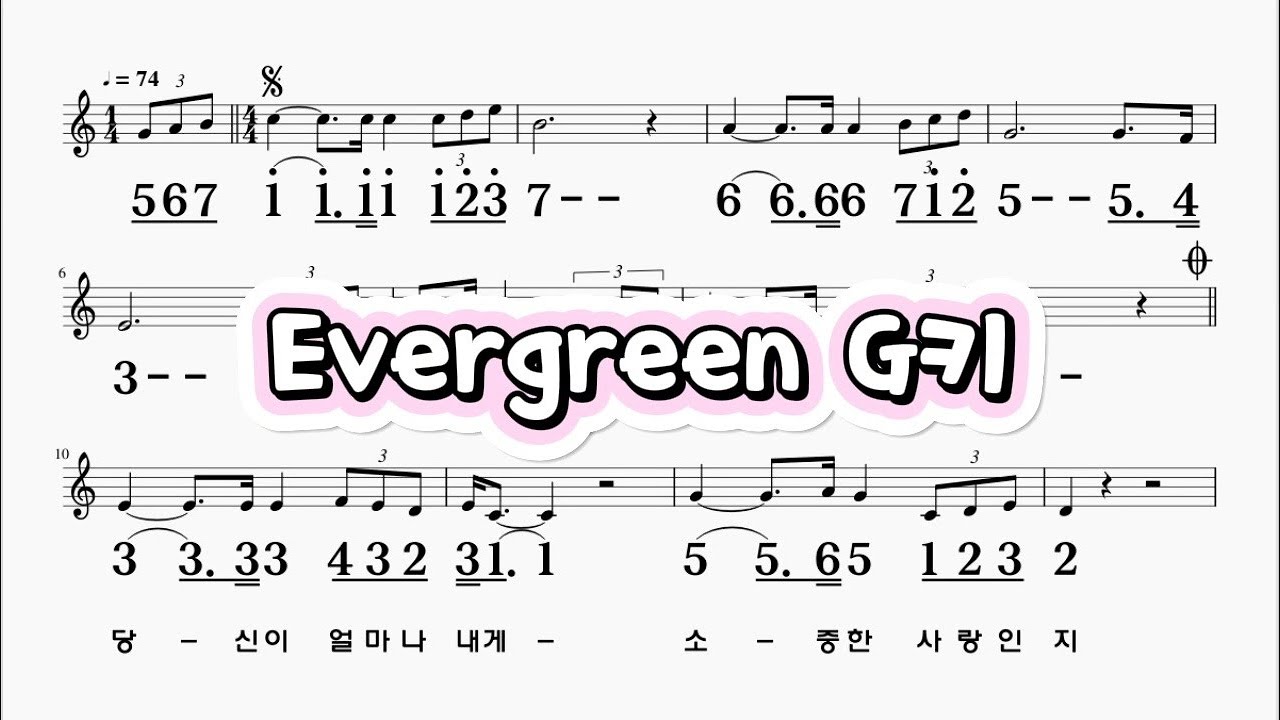 Evergreen G키 하모니카 악보 영상