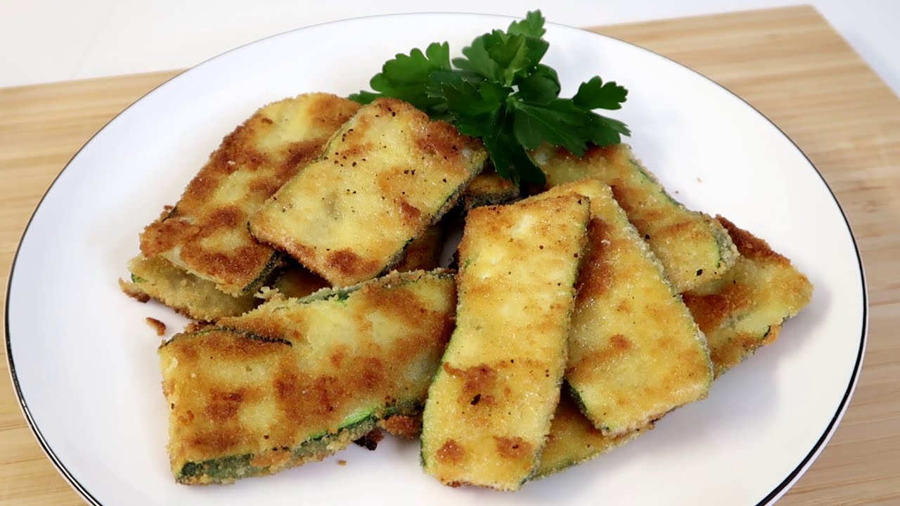 Panierte Zucchinischnitzel | GENIALES REZEPT für Vegetarische Schnitzel | KNUSPRIG & MEGA LECKER !