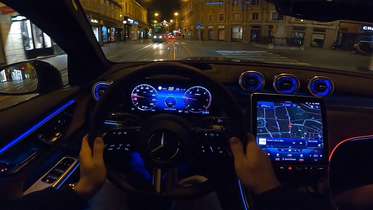 2023 Mercedes-Benz GLC driving at night POV - CRAZY AMBIENT LIGHT options