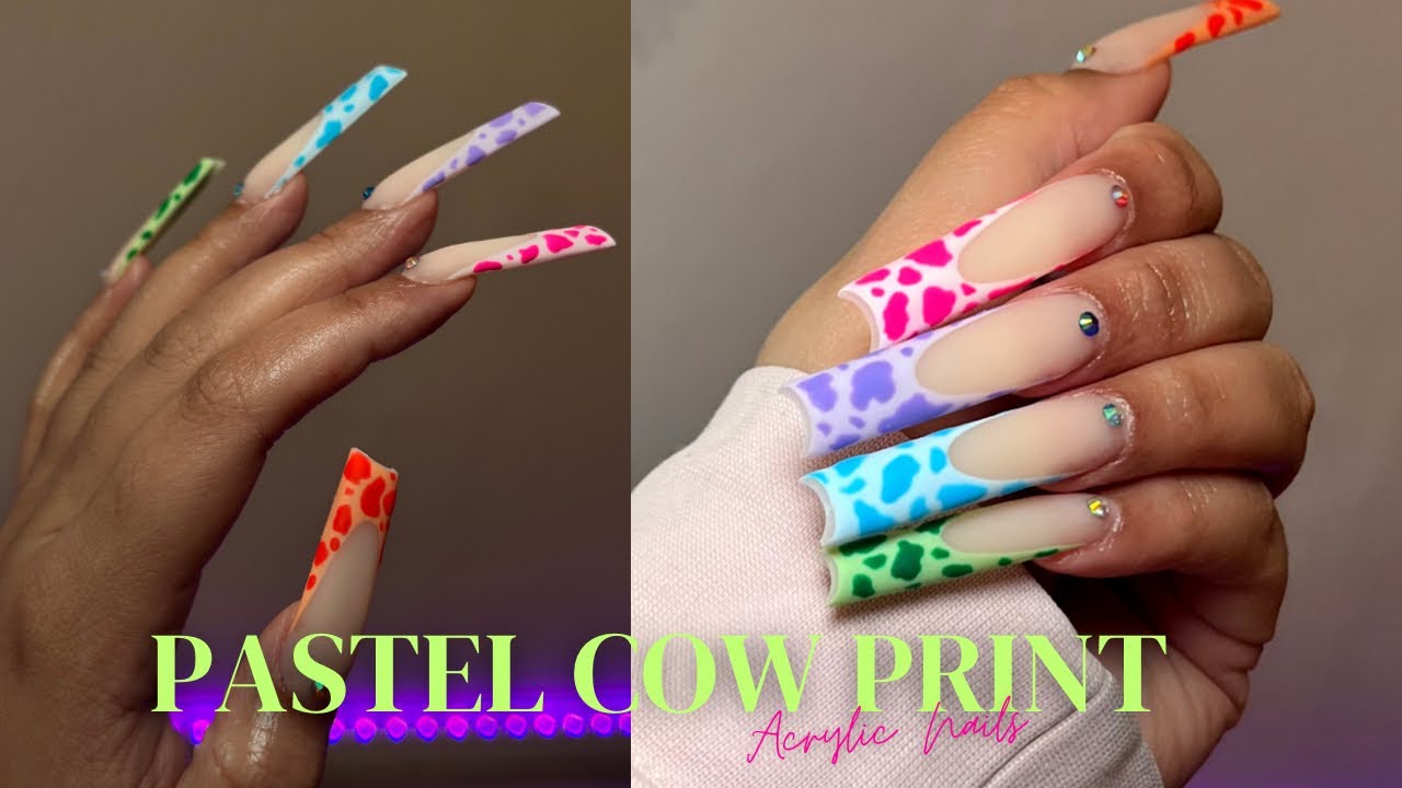 💕🐄MATTE PASTEL COW PRINT FRENCH NAILS || NAIL ART TUTORIAL || BEGINNER FRIENDLY🐄💕 SPRING NAILS💅