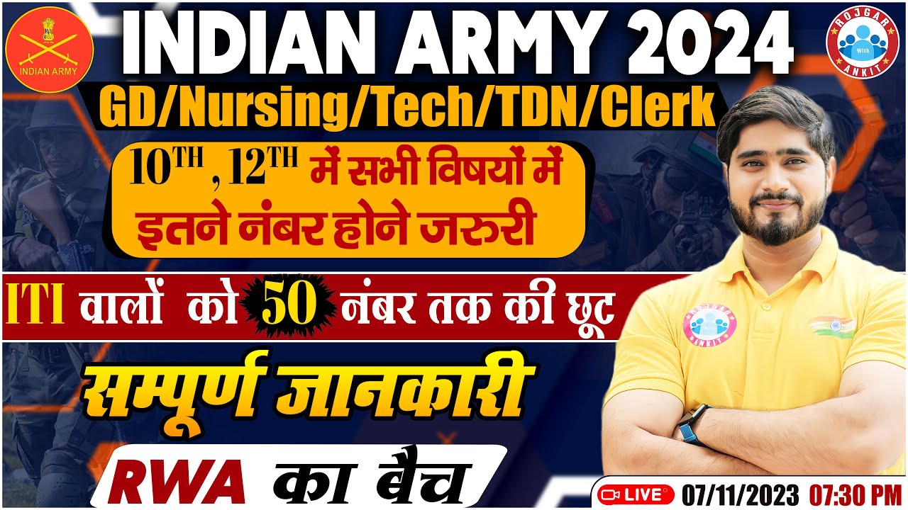 Indian Army 2024, Army GD/Nursing/Tech/TDN/Clerk Vacancy, Army RWA Batch Full Info By Dharmendra Sir