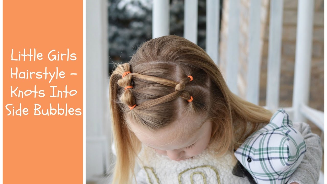 Little Girls Hairstyle - Side Knot Into Bubble Ponies