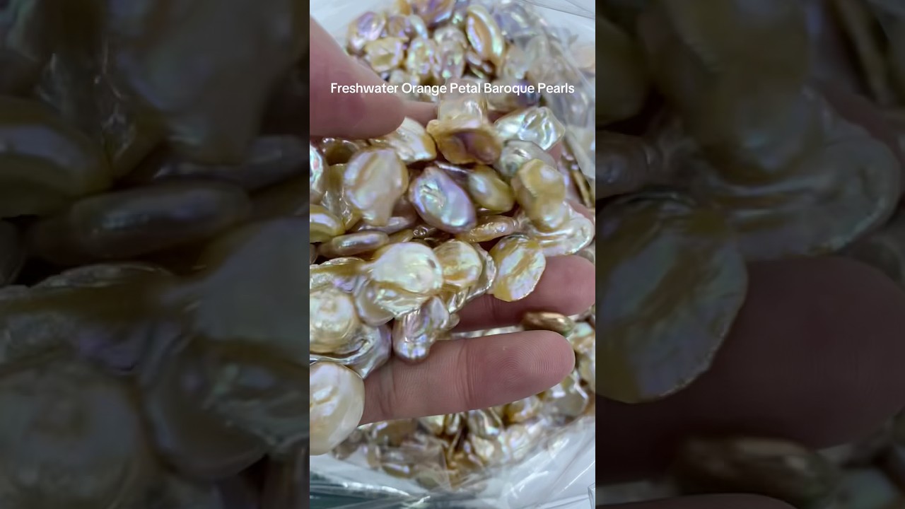 Freshwater orange petal baroque pearls. 