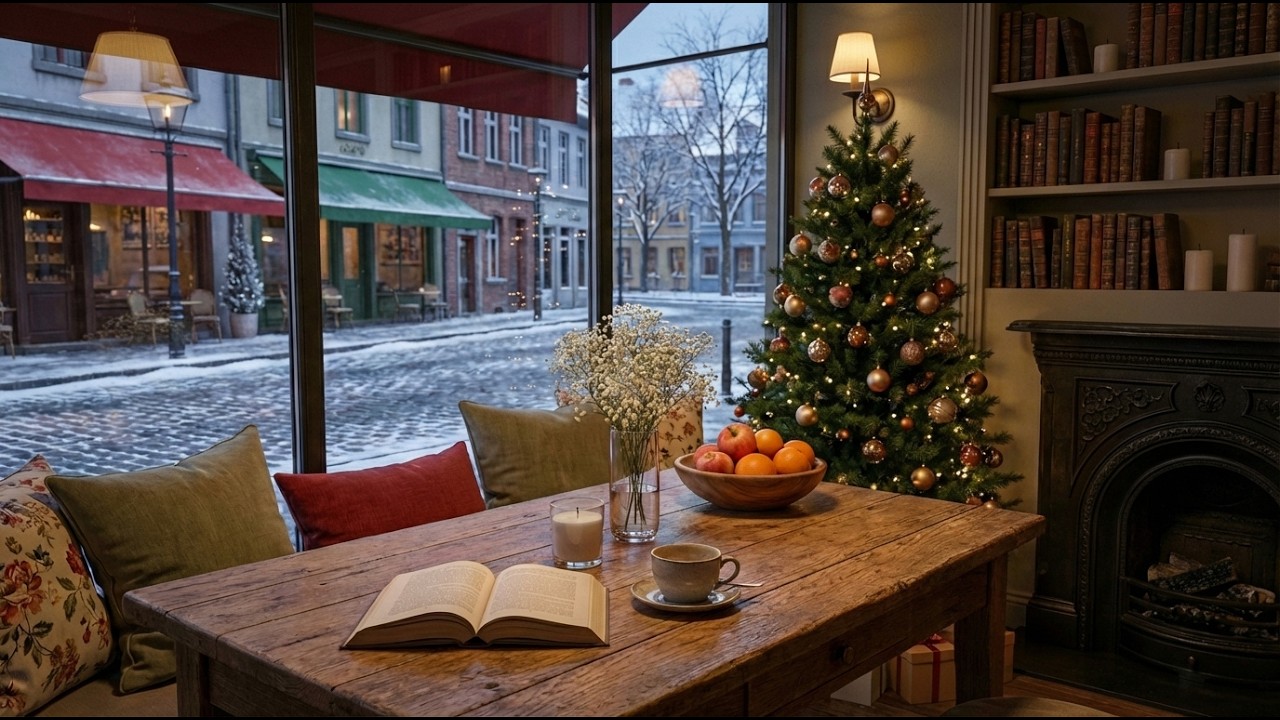 Relaxing Winter Jazz ❄️ Cozy Coffee Shop Ambience & Warm Fireplace Sounds for Stress Relief
