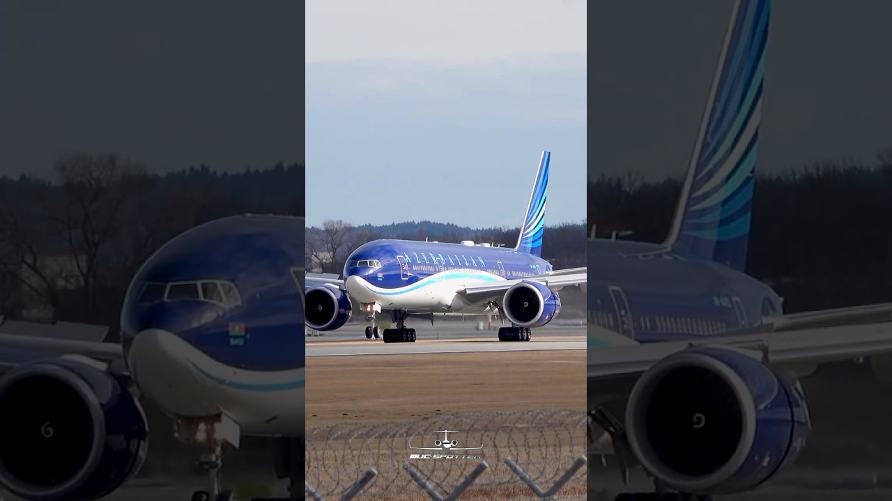 #boeing #b777 #azerbaycan #airlines #government 4K-AI001 #landing #munich #airport #gov #aviation