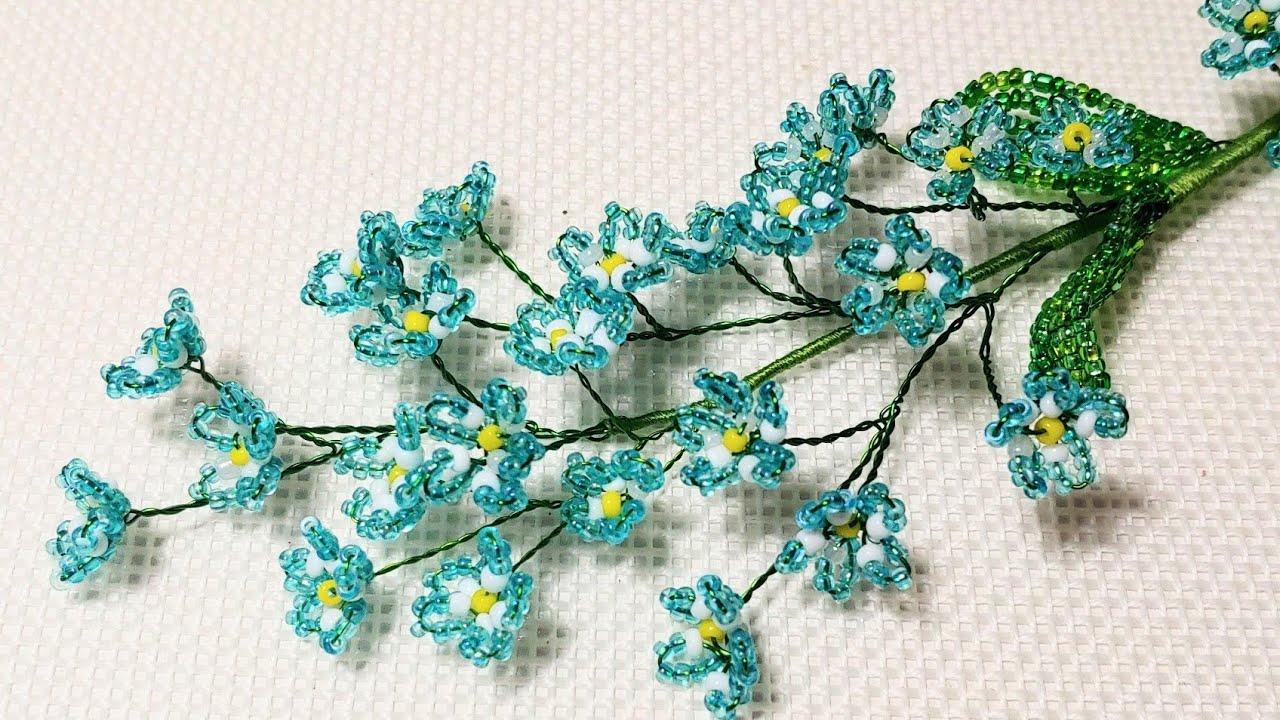 Незабудки из бисера МК от Koshka2015 - цветы из бисера, бисероплетение, МК  Forget me not flowers