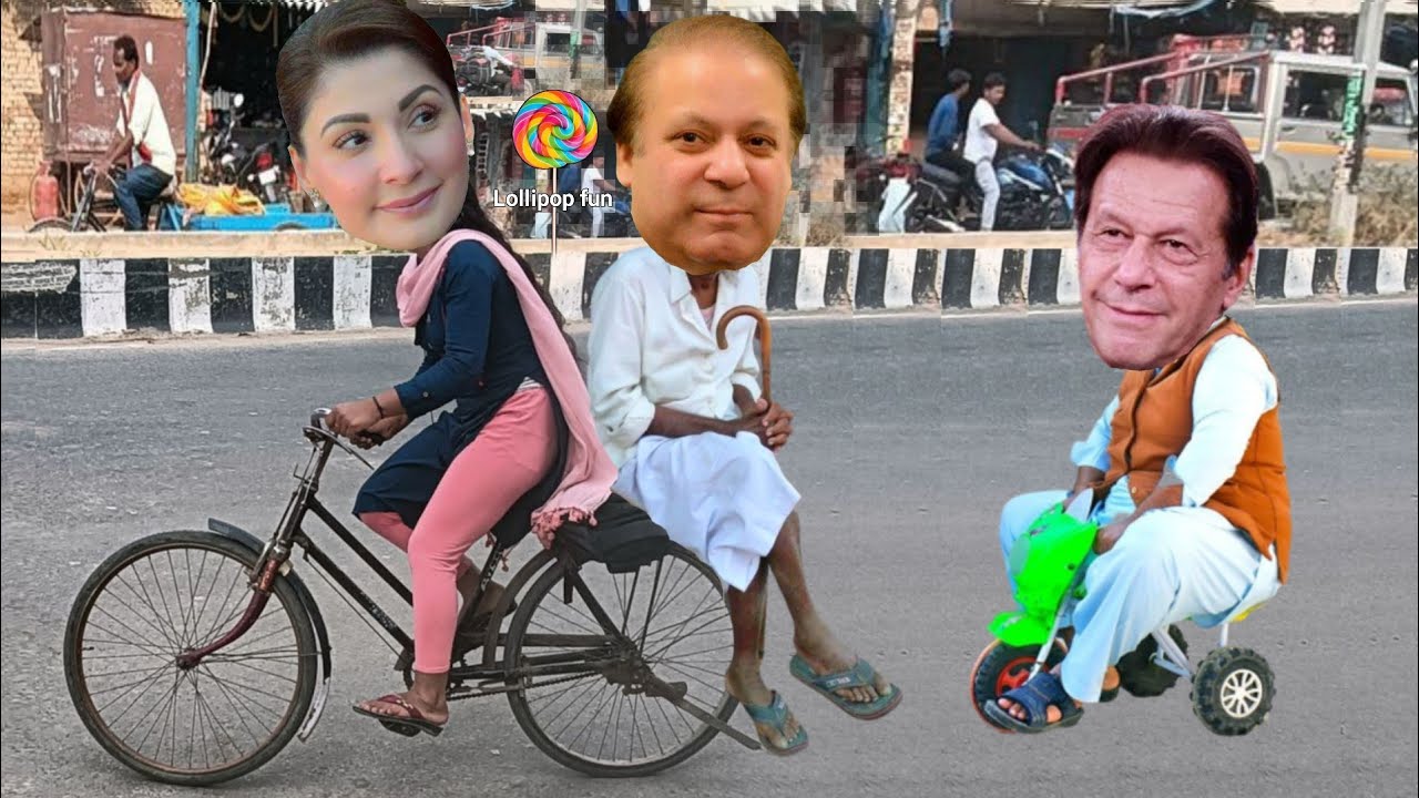 imran khan vs maryam nawaz sharif cycle race funny cartoon