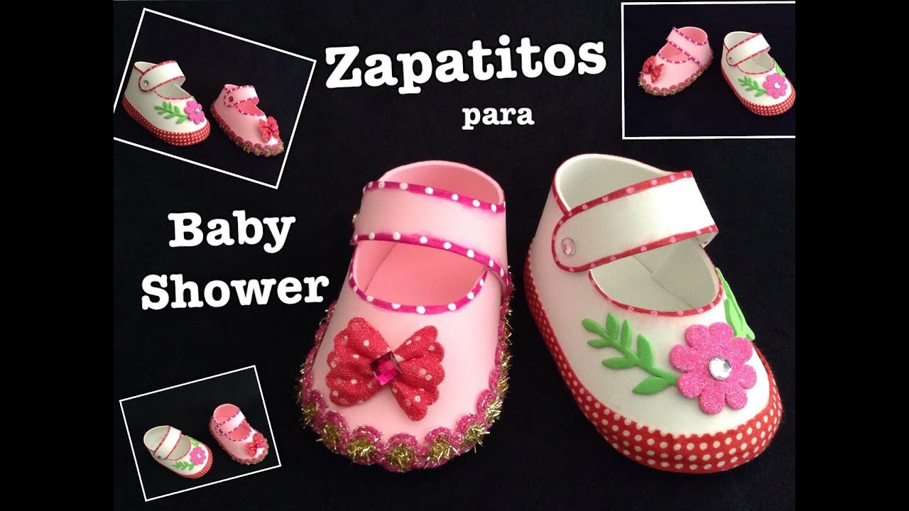 ZAPATITOS DE NIÑA  PARA BABY SHOWER CON FOAMY  O GOMA EVA .