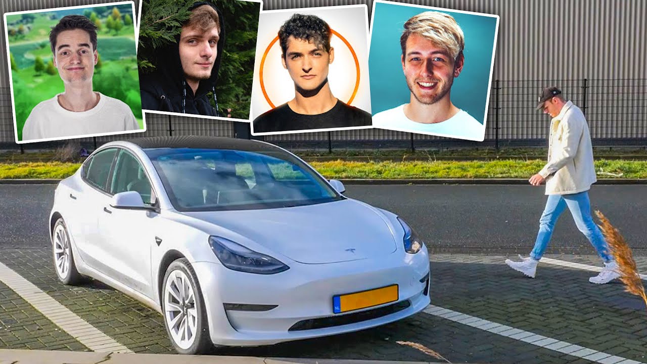 TEGEN YOUTUBERS GAMEN IN *NIEUWE* TESLA MODEL 3!!