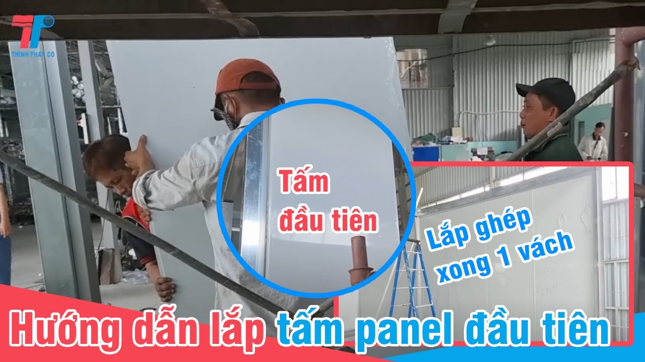 Hướng dẫn lắp tấm panel cách nhiệt đầu tiên vào khung sắt hộp nhà tiền chế lắp ghép nhanh
