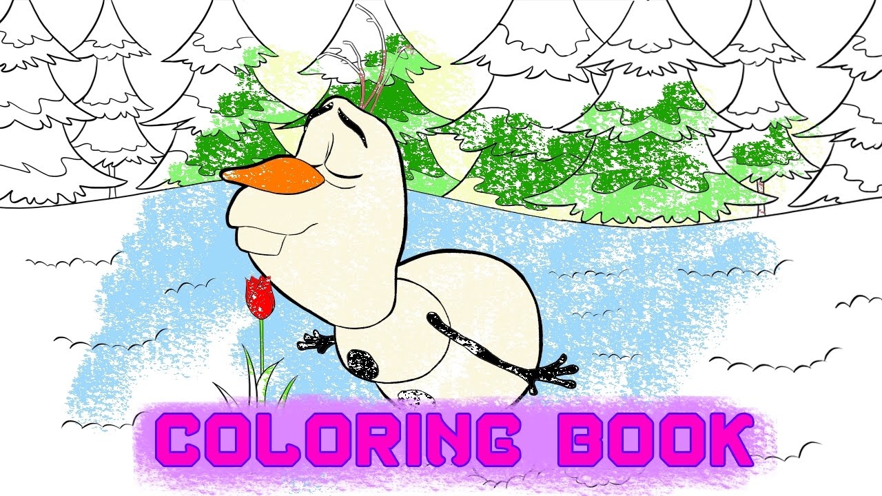OLAF Coloring Book Page Kids Fun Art. Drawing to color for kids. Learn Rainbow color