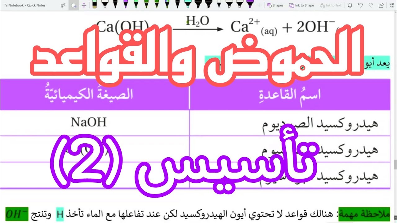 تأسيس كيميا صف تاسع(2)- الحموض والقواعد |المنهاج الجديد