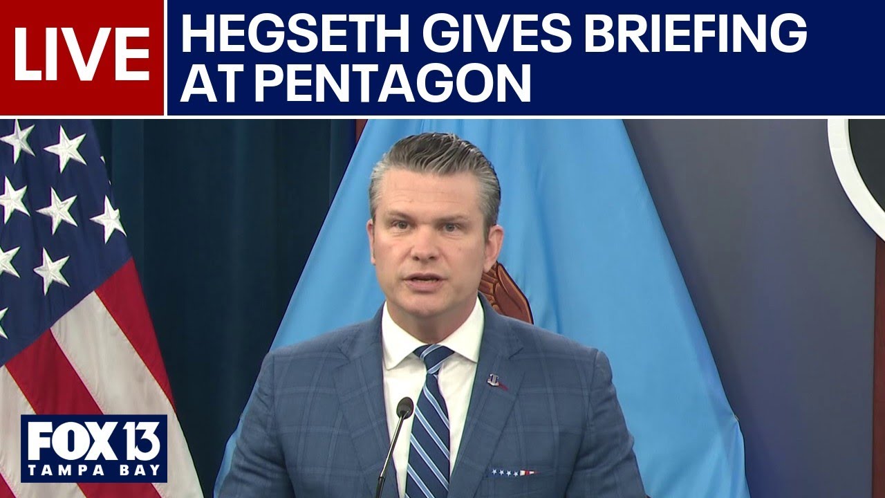 Secretary Pete Hegseth gives an update at the Pentagon