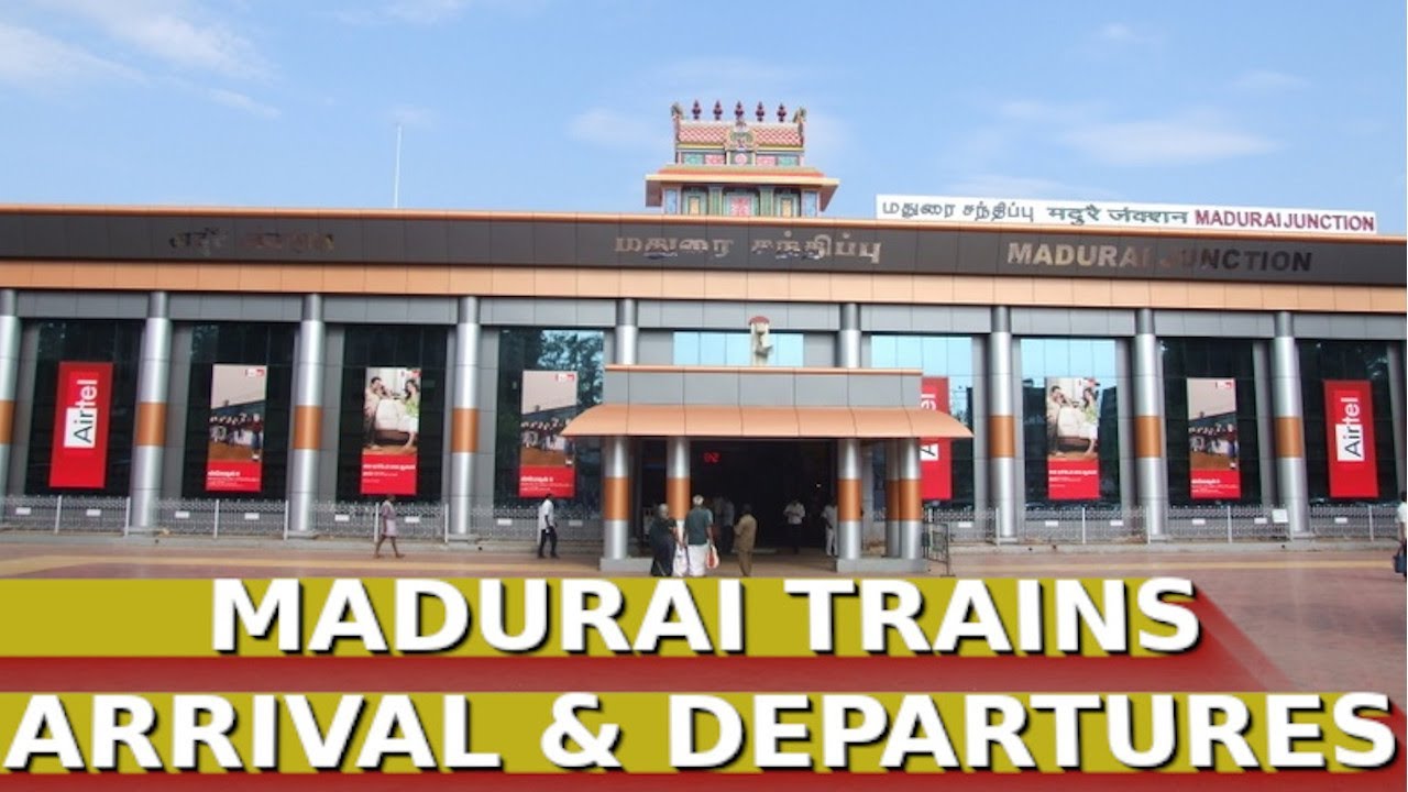 Train arrivals and departures at Madurai railway station