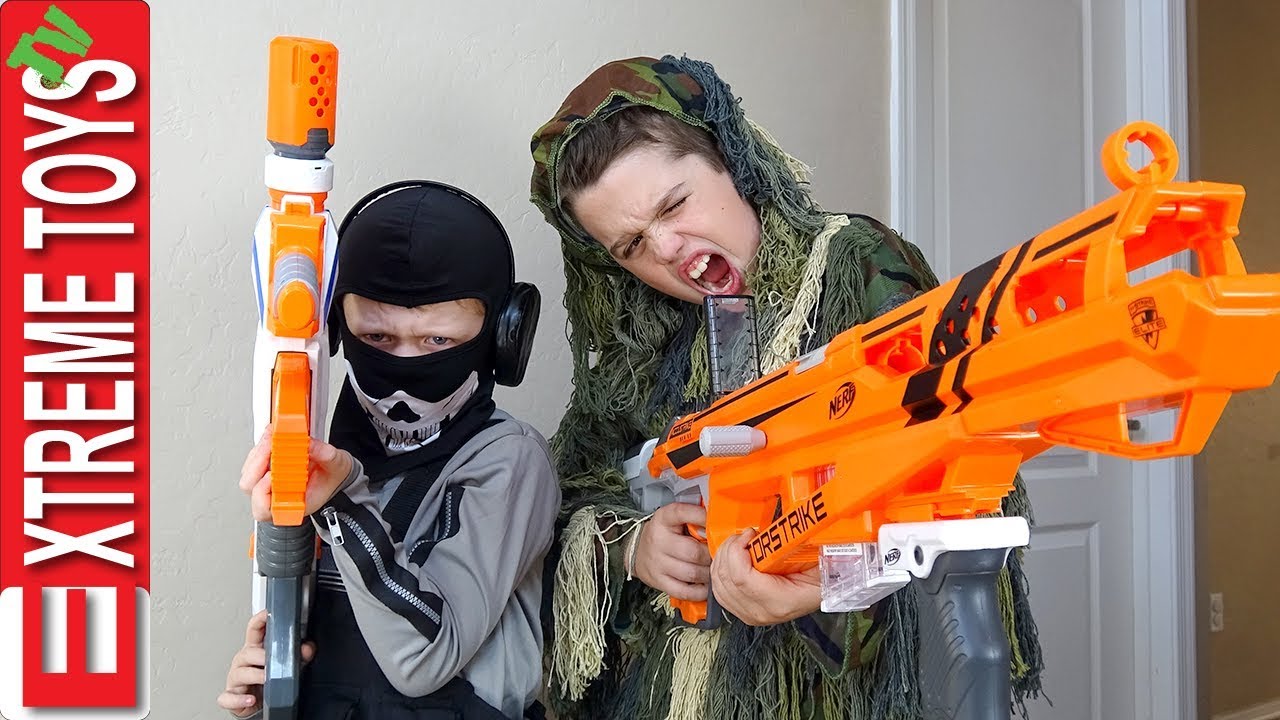 Nerf Battle Black Ops Edition! Cole Attacks Ethan with a Nerf Modulus Blaster!