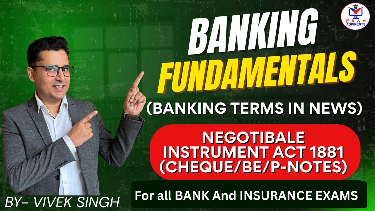 Banking & Financial Awareness  Bank Exams|Negotiable Act -1881| Part-1 |Cheque | by Vivek Singh