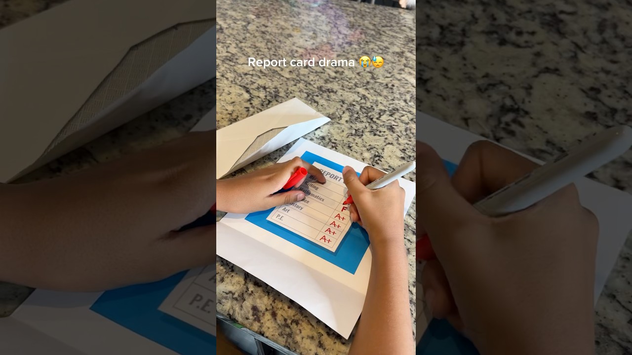 OH NO! 😱 She got an F on her report card 😓 #shorts #funny #parentingadventures #reportcard