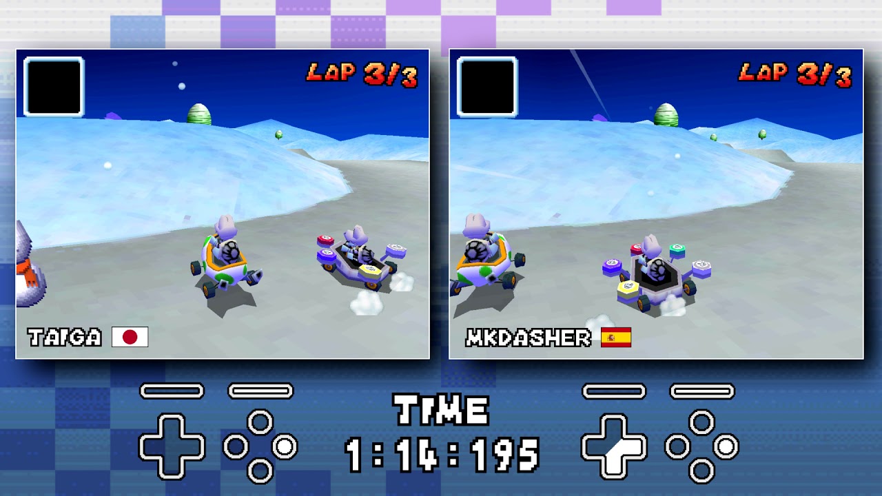 N64 Frappe Snowland World Record Comparison - MKDasher vs. Taiga