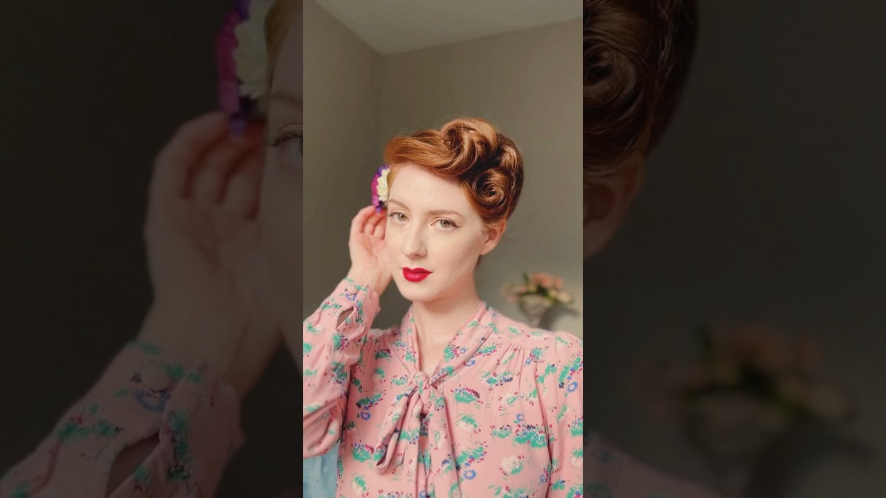 Винтажный весенний челлендж по прическам: неделя 2 🌸 #урок по прическам #прическа #винтажныеволос...