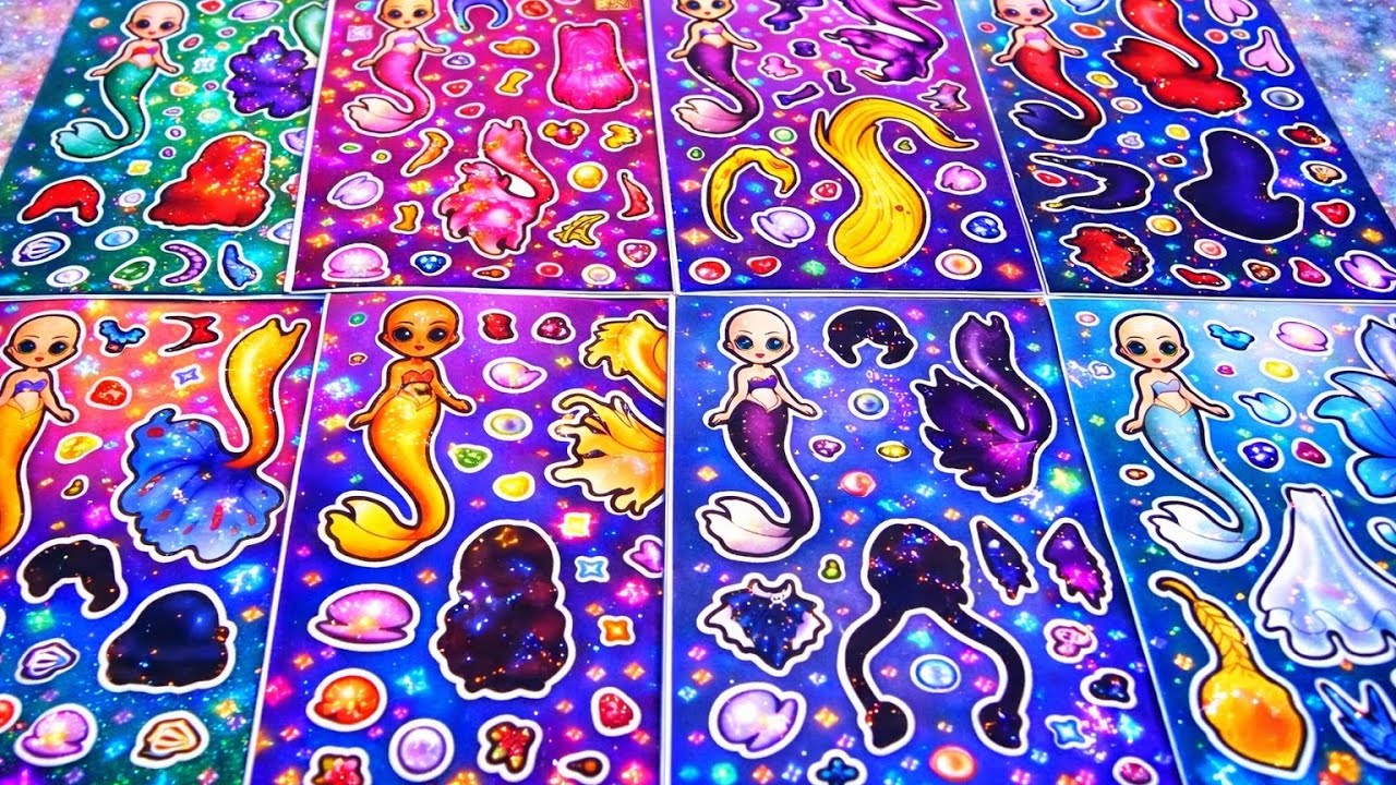 Mermaid Princess Stickers ✨ Disney Style Transformation ASMR#princess#stickers#asmr#satisfying