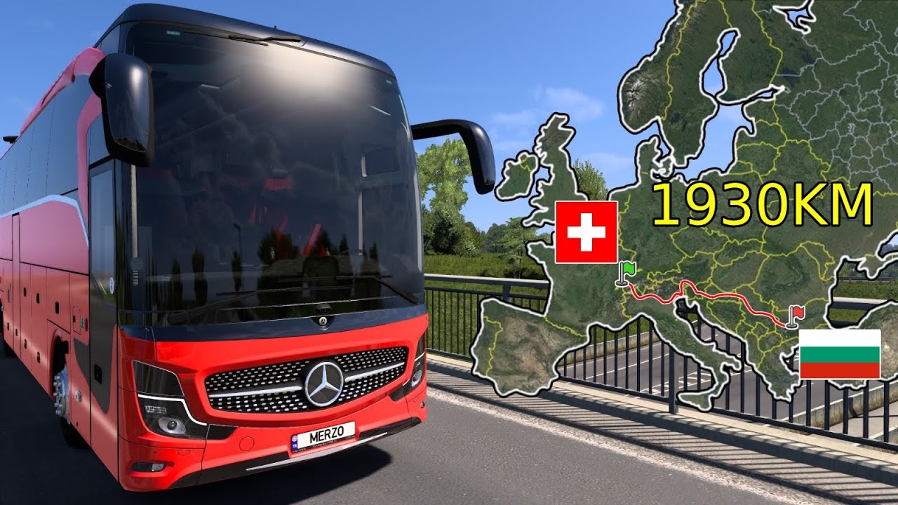 ETS2 Sunset Bus Ride (Geneva to Sofia) Switzerland to Bulgaria | Euro Truck Simulator 2