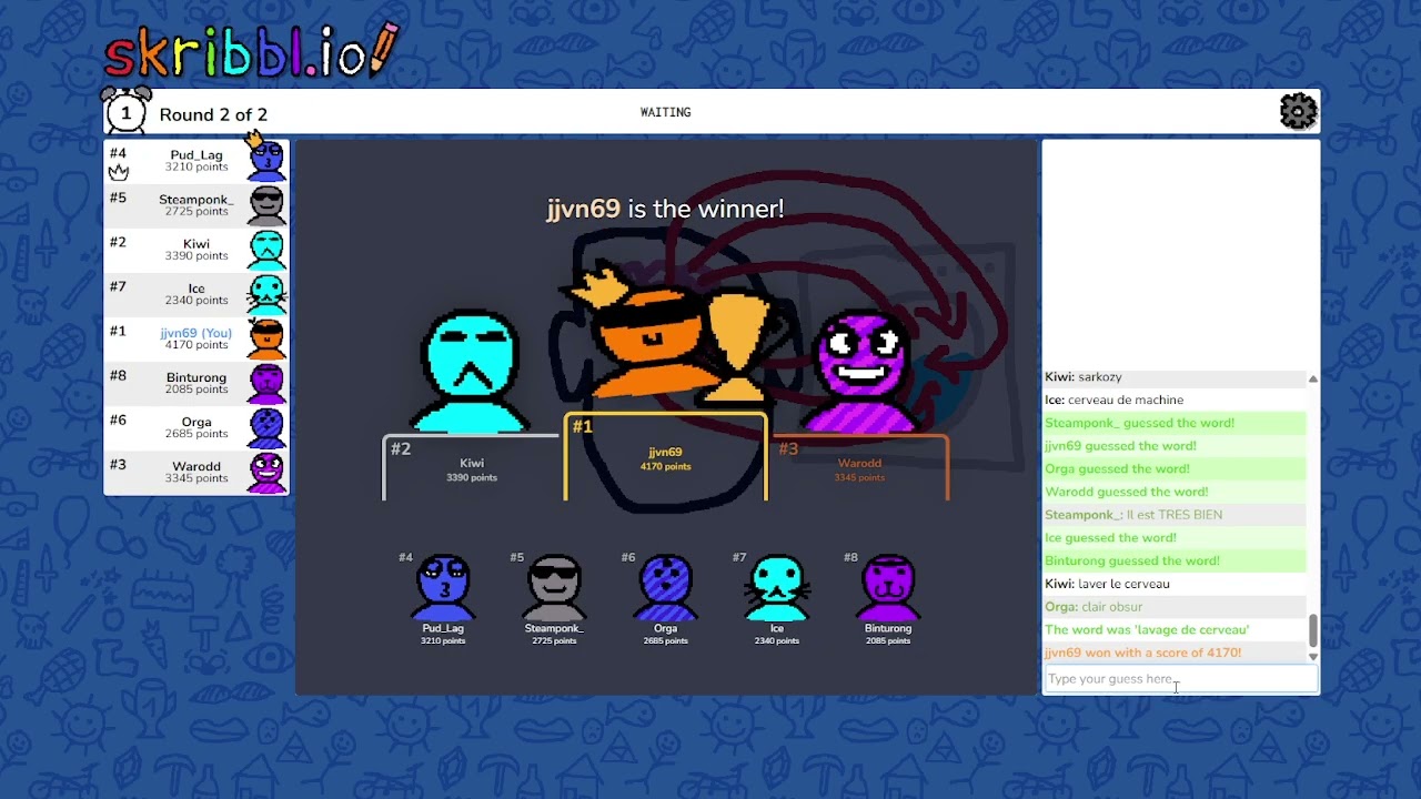 Skribble.io [10]: Le crabe étant sont linge.