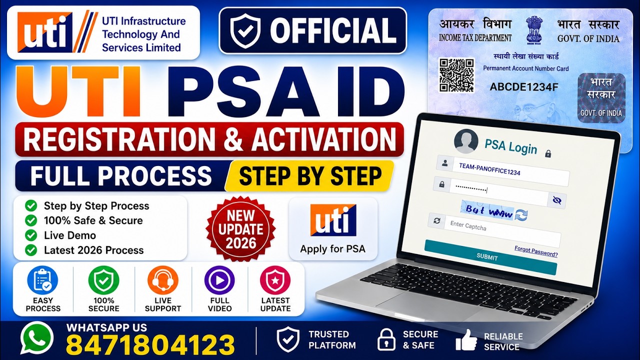 UTI OFFICIAL PSA ID REGISTRATION  and ACTIVATION 2026  -  UTI OFFICIAL PSA ID KAISE LE - FULL GUIDE