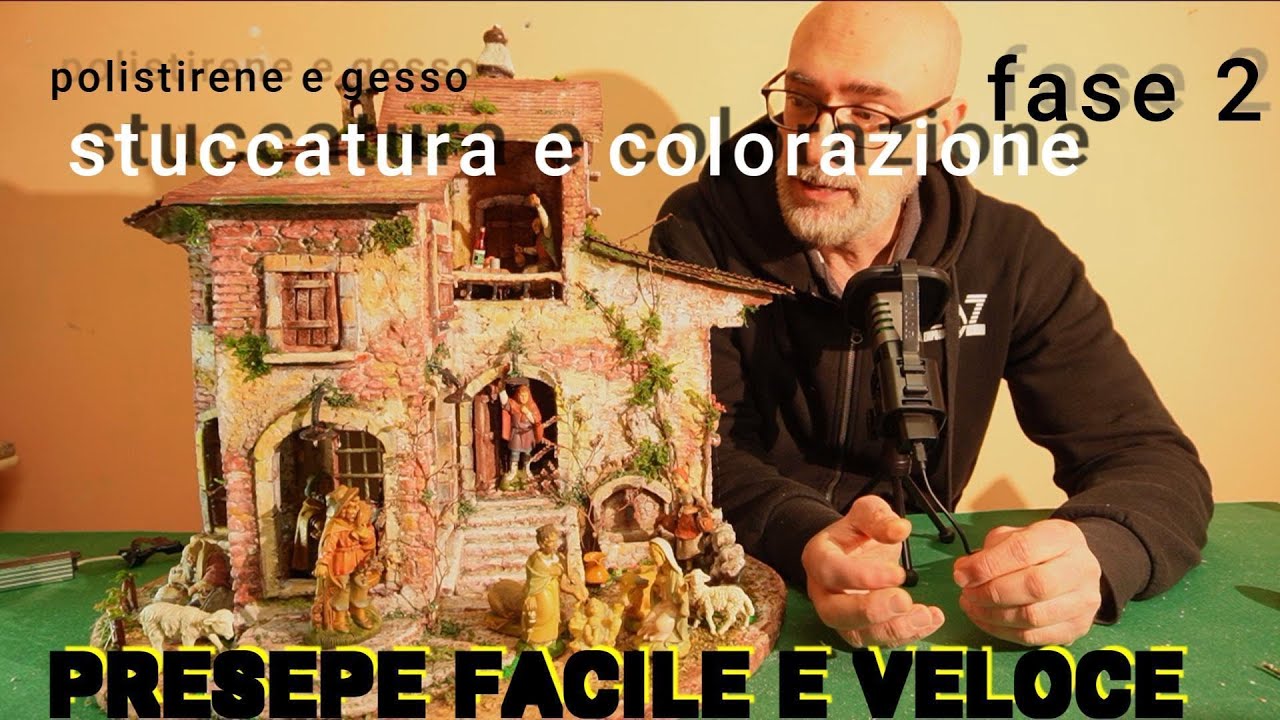 Presepe in polistirolo facile e veloce.. fase 2....stuccatura e colorazione