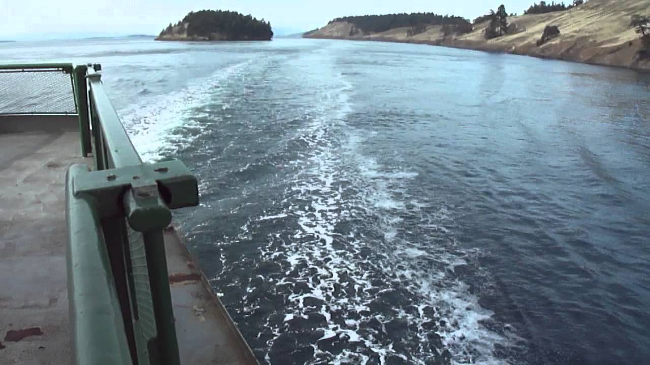 Washington State ferry sails from Sidney BC through San Juan Island to Anacortes WA 2011-10-14
