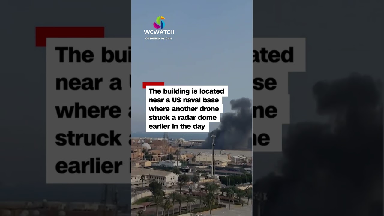 Iranian Shahed drones striking the upper floors of the Era Views Tower in Manama.