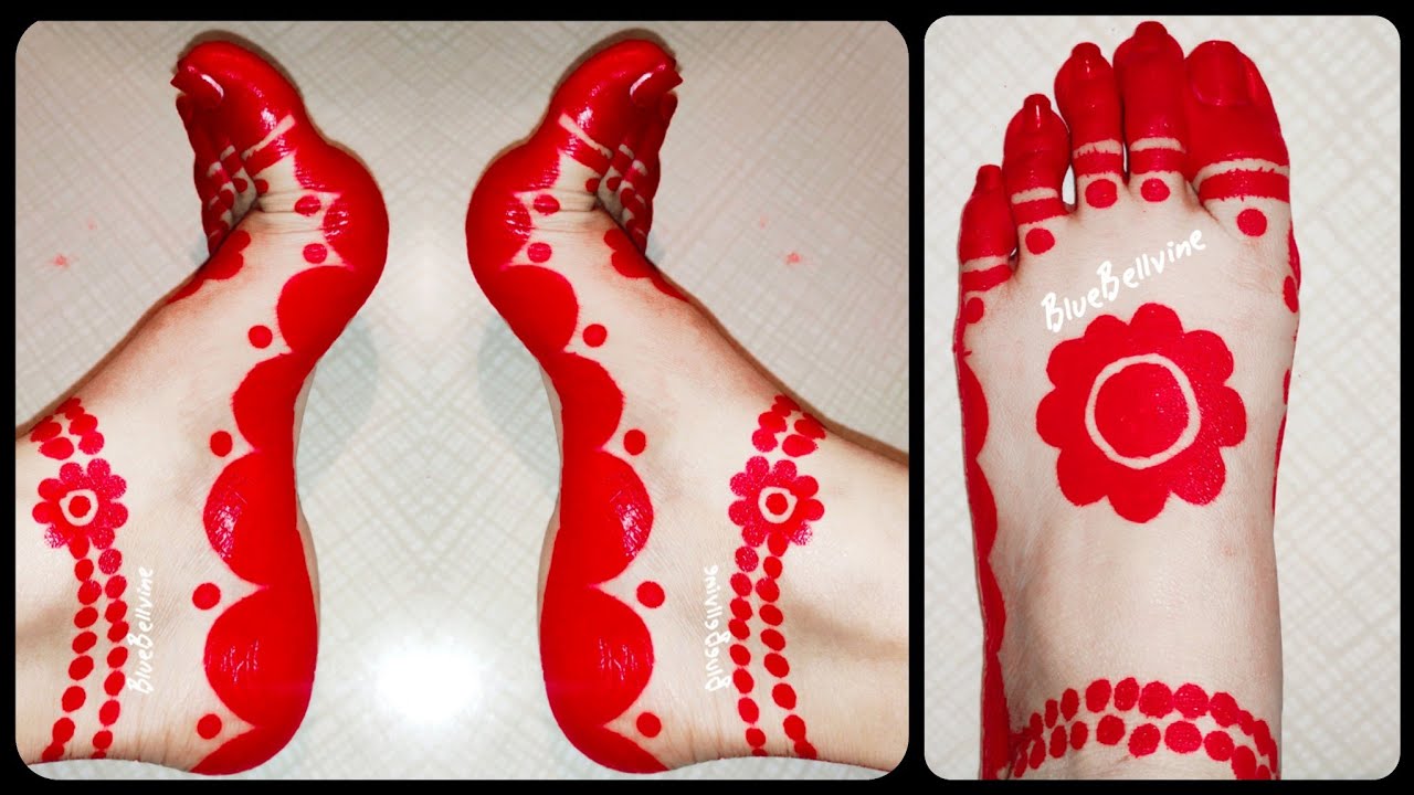 Beautiful Alta Design With Anklet | Gorgeous Decorated Alta Design With Anklet For Diwali, Navratri
