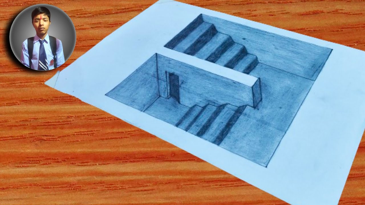 How to Draw 2 Stairs in Basement on Paper 3D Going to Art Illusion Drawing