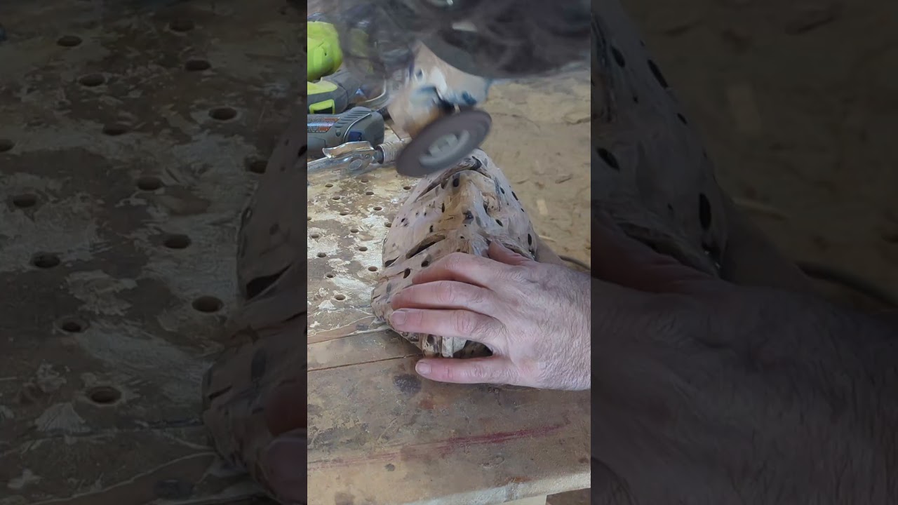 Carving an illuminated wood mask