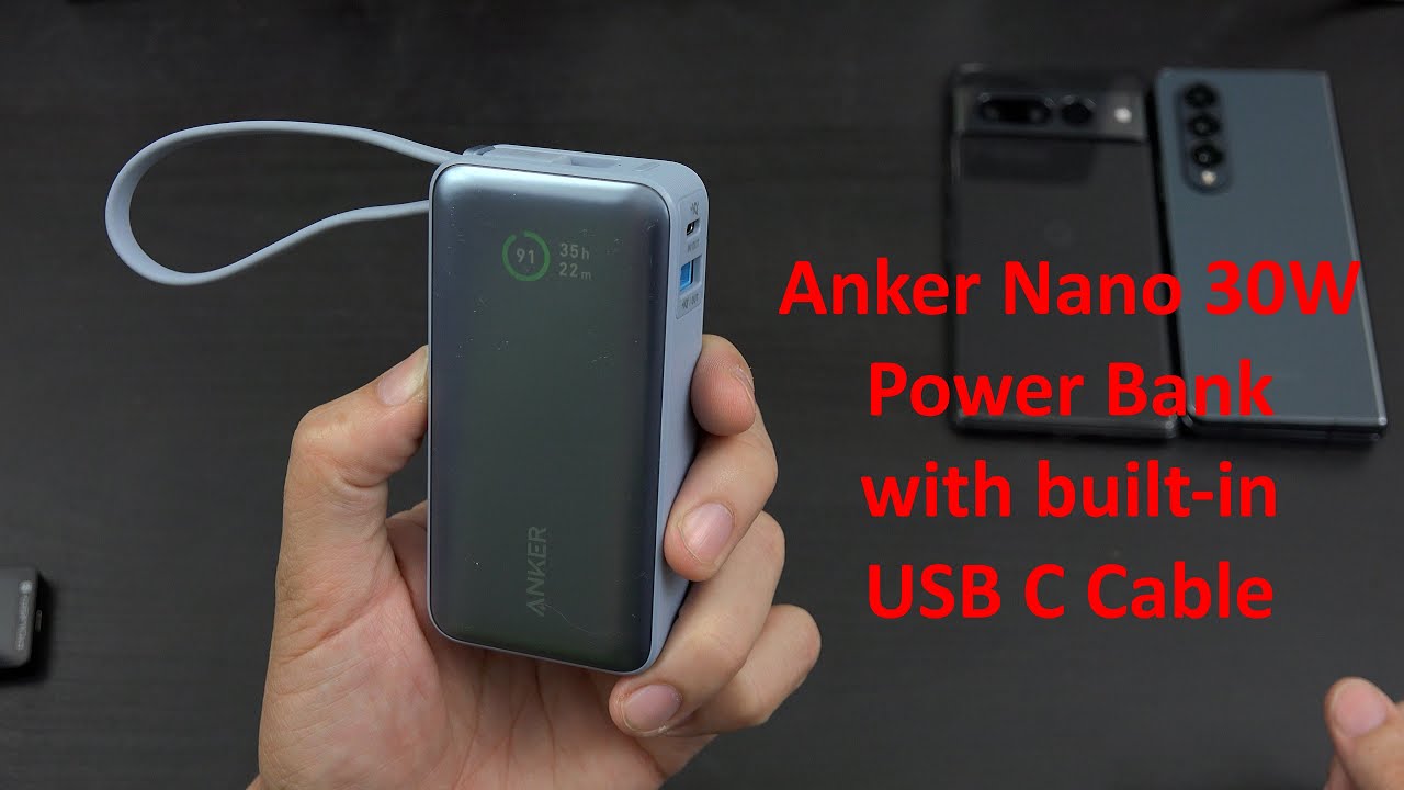 Внешний аккумулятор Anker Nano 30 Вт со встроенным кабелем USB C
