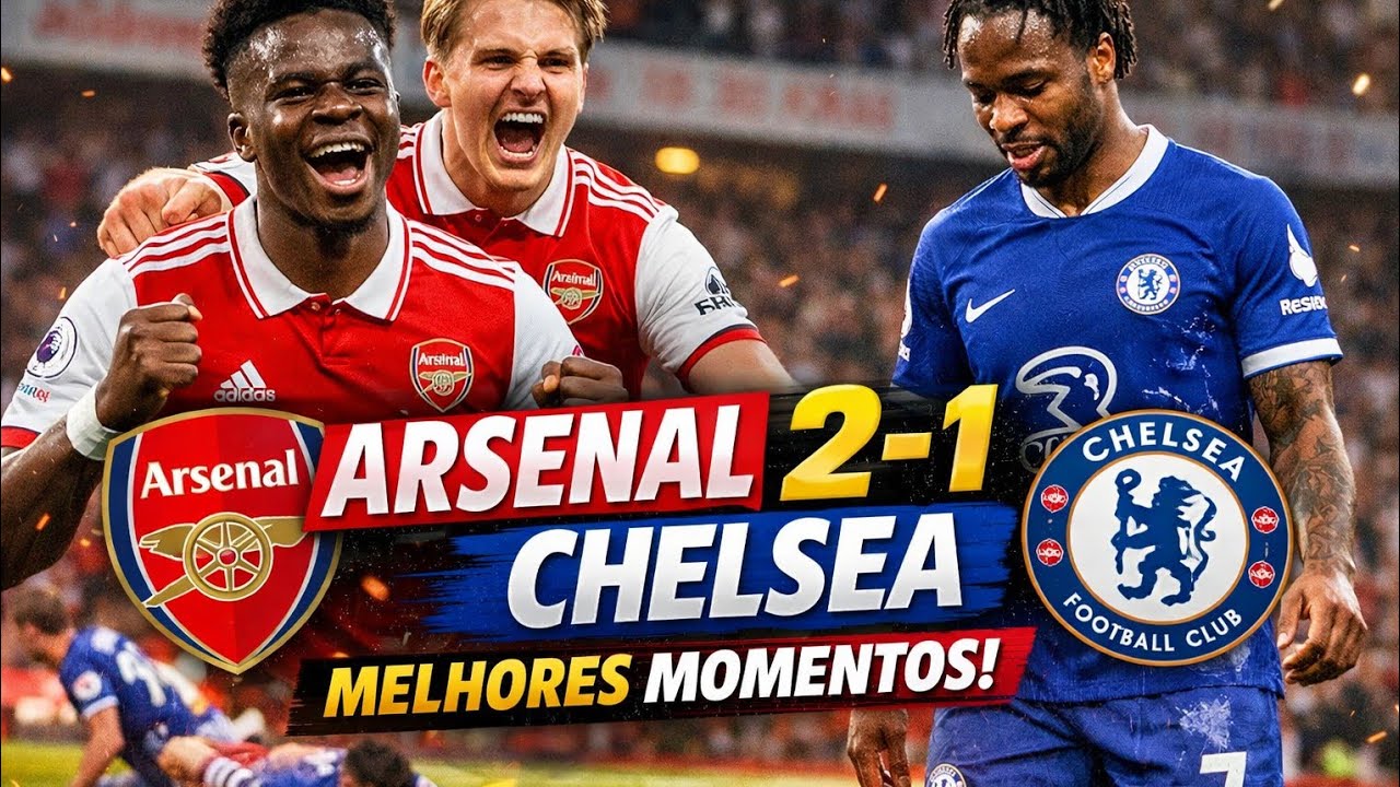 Melhores momentos chelsea 1x2 arsenal Estevão e Gabriel Jesus no lance