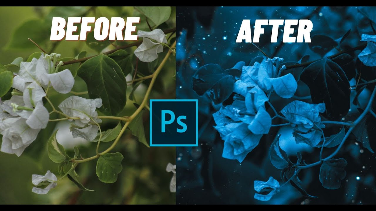Blue moody tones | Flower & Macro Photography | Photoshop Color Grading Tutorial