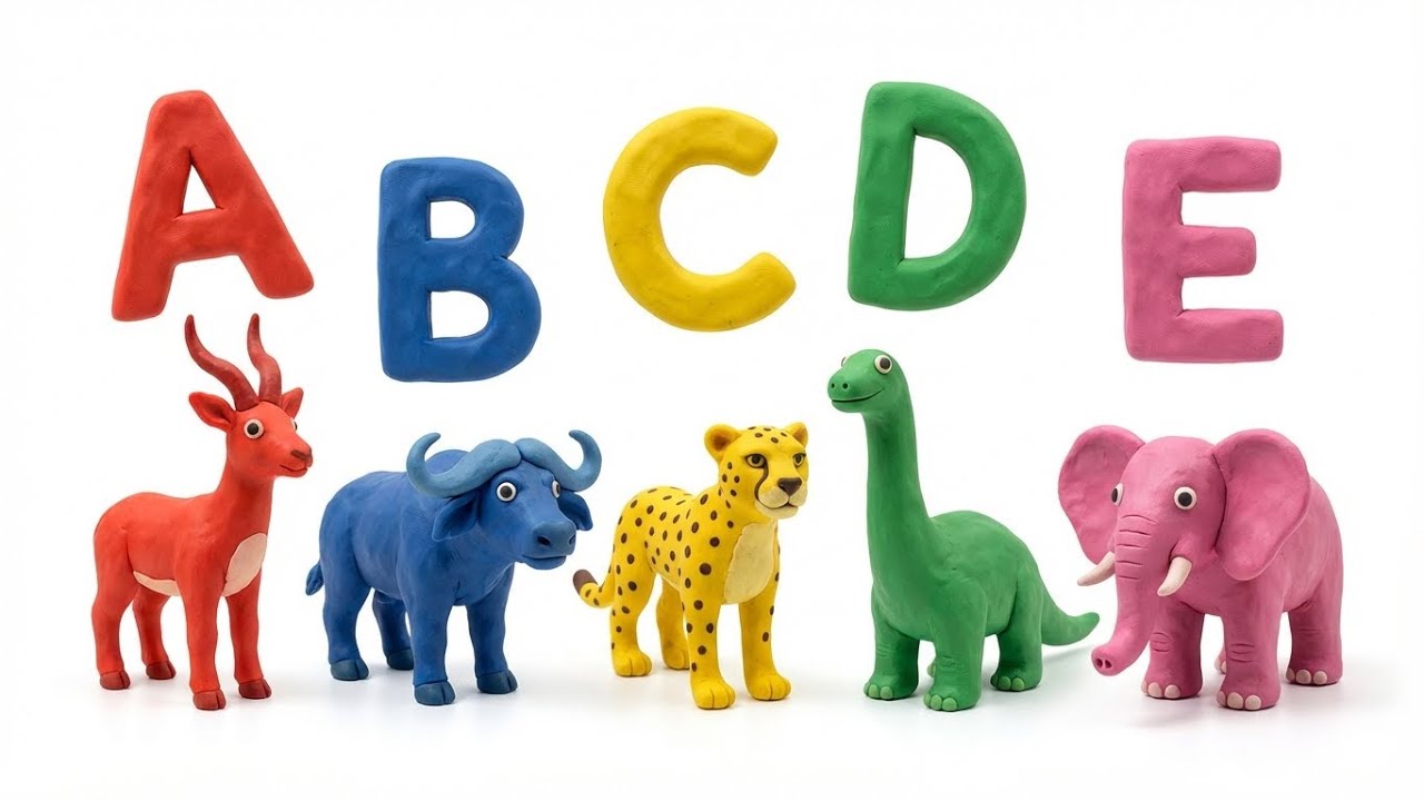 ABC Colorful Safari Clay Animals Song 1512 | Claymation | Nursery Rhymes | Little Elephant Learns
