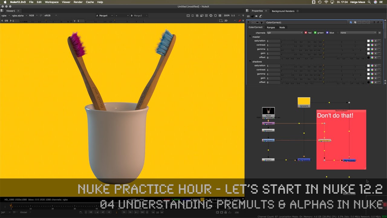 Let’s start in NUKE 12.2 - 04 Understanding Premults & Alphas in NUKE